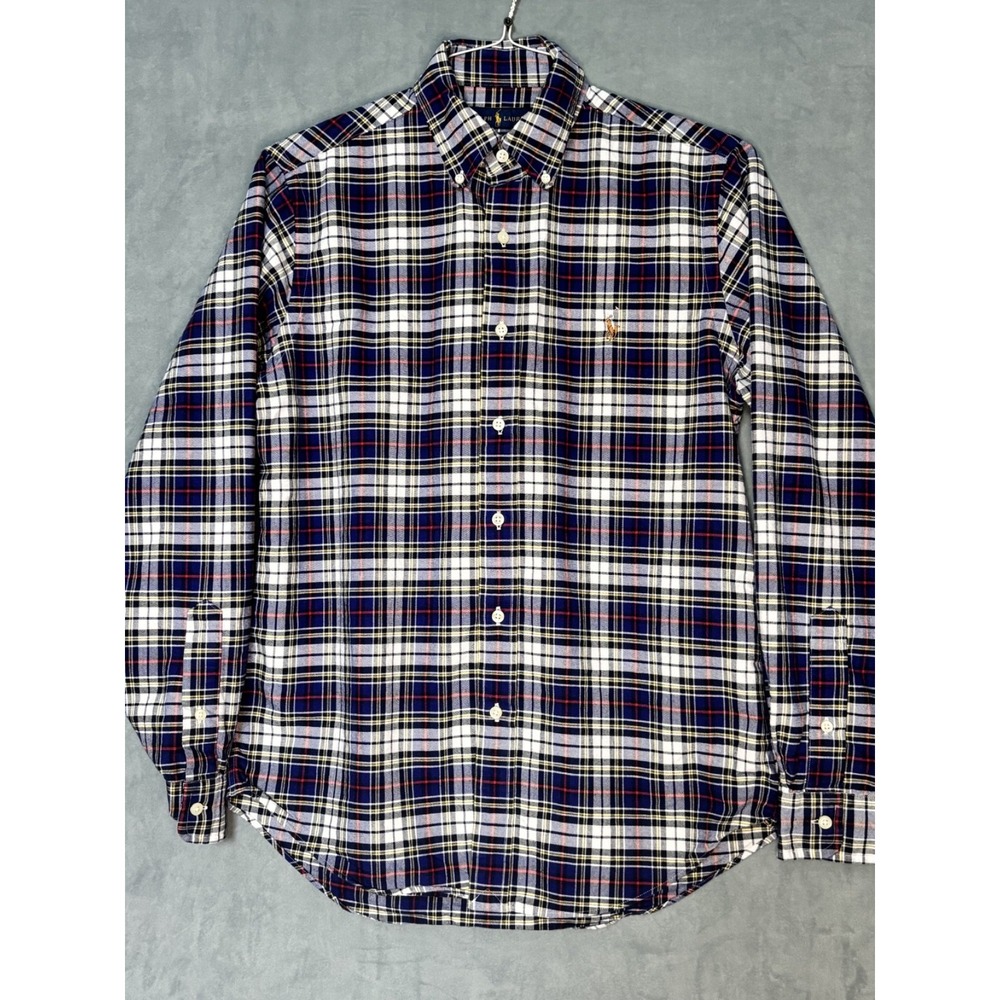 Ralph‎ Lauren Shirt Button Down Flannel Cotton Classic Fit Red/Blue Plaid Mens S